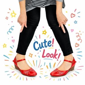 Hispanitas Red Leather Wedge Shoes with Strap and Rounded Toe